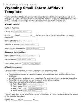 Attorney-Verified  Small Estate Affidavit Template for Wyoming
