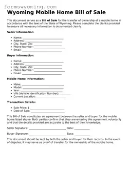 Attorney-Verified  Mobile Home Bill of Sale Template for Wyoming