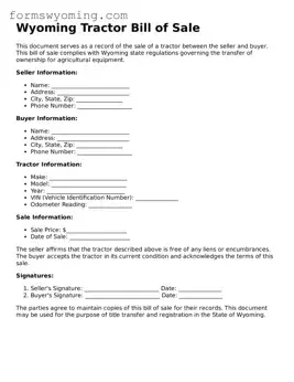 Attorney-Verified  Tractor Bill of Sale Template for Wyoming