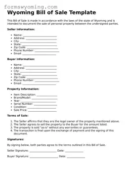 Attorney-Verified  Bill of Sale Template for Wyoming