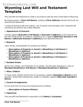 Attorney-Verified  Last Will and Testament Template for Wyoming