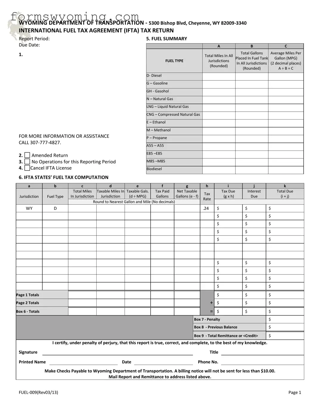 Wyoming Ifta PDF Template