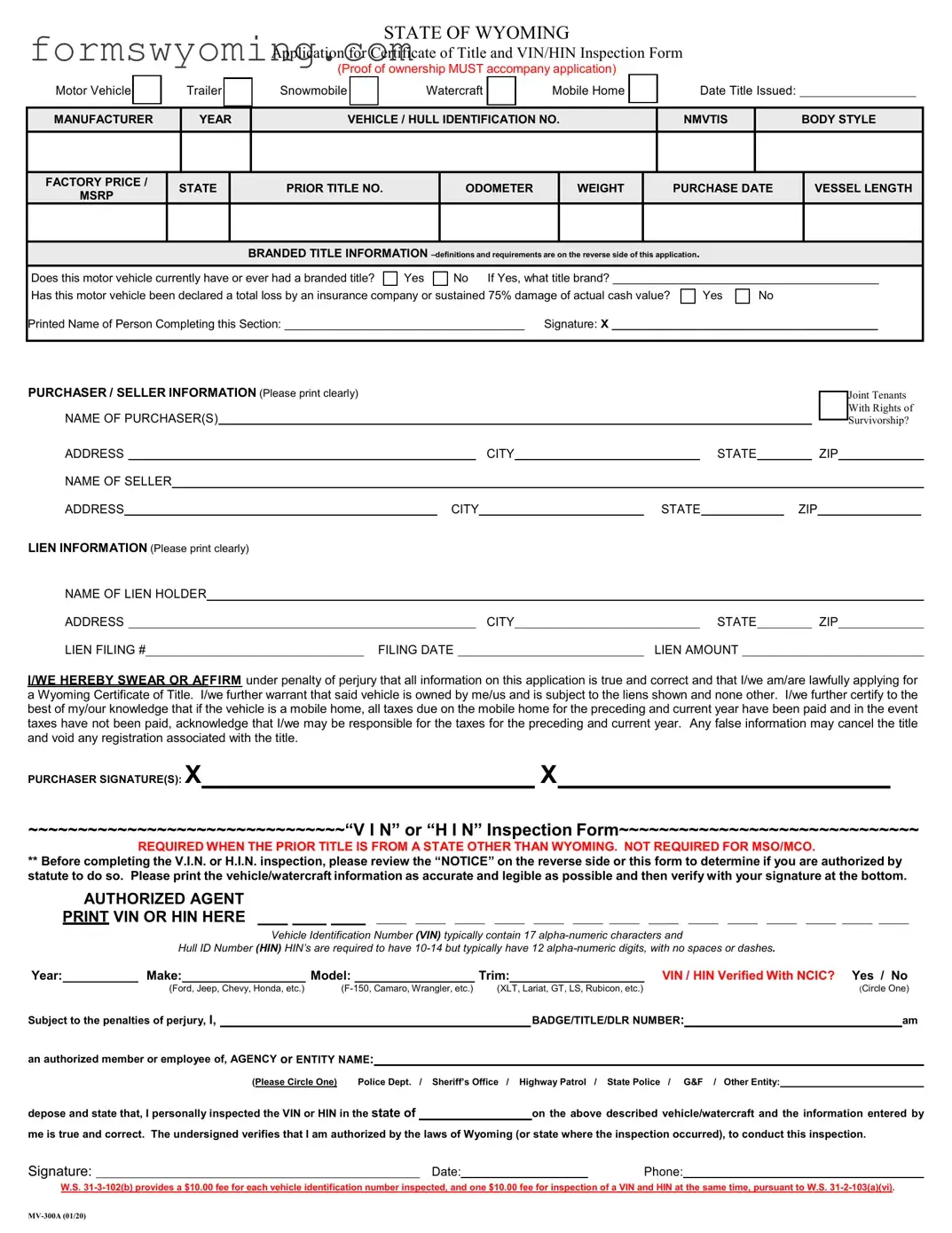 Wyoming Mv 300A PDF Template